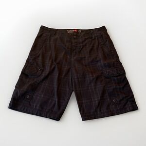 3/$25 SALE! Quiksilver Men's Swim Shorts Size 34 Black Plaid Board Shorts Cargo